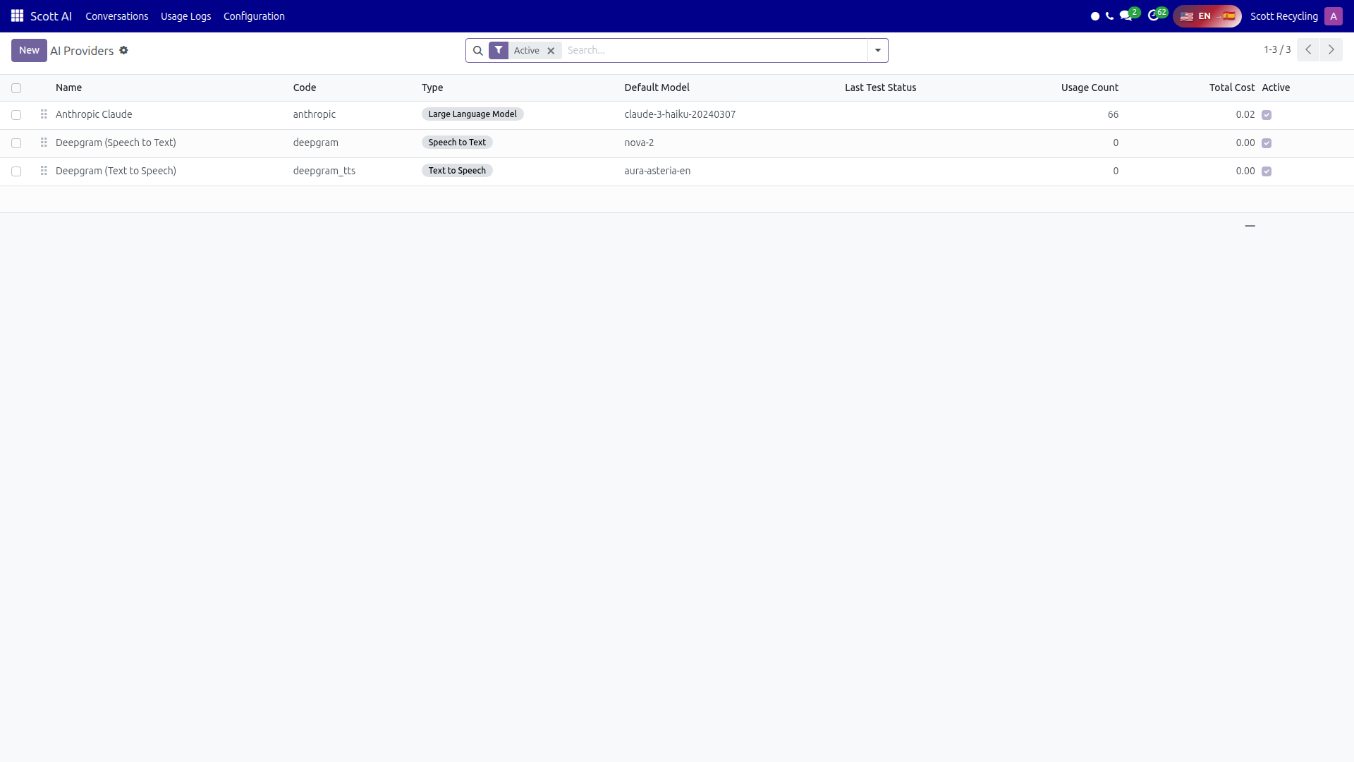 AI Providers configuration