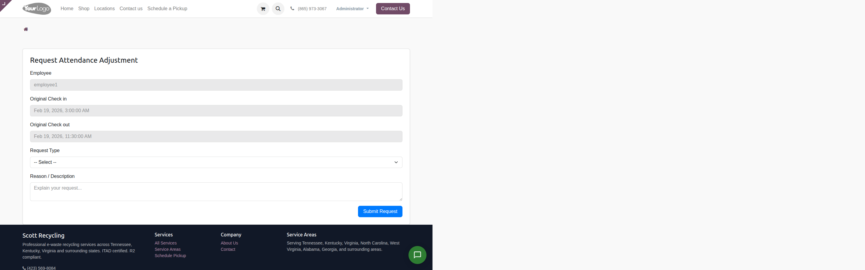 Adjustment Request Form