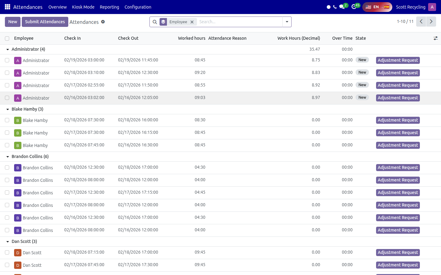 Backend Attendance List