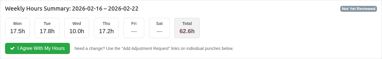 Weekly Attendance Agree Button