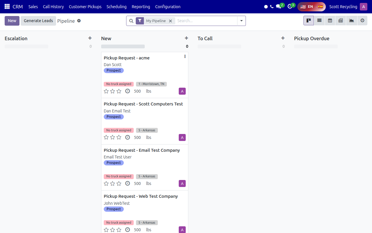 CRM Pipeline Kanban View