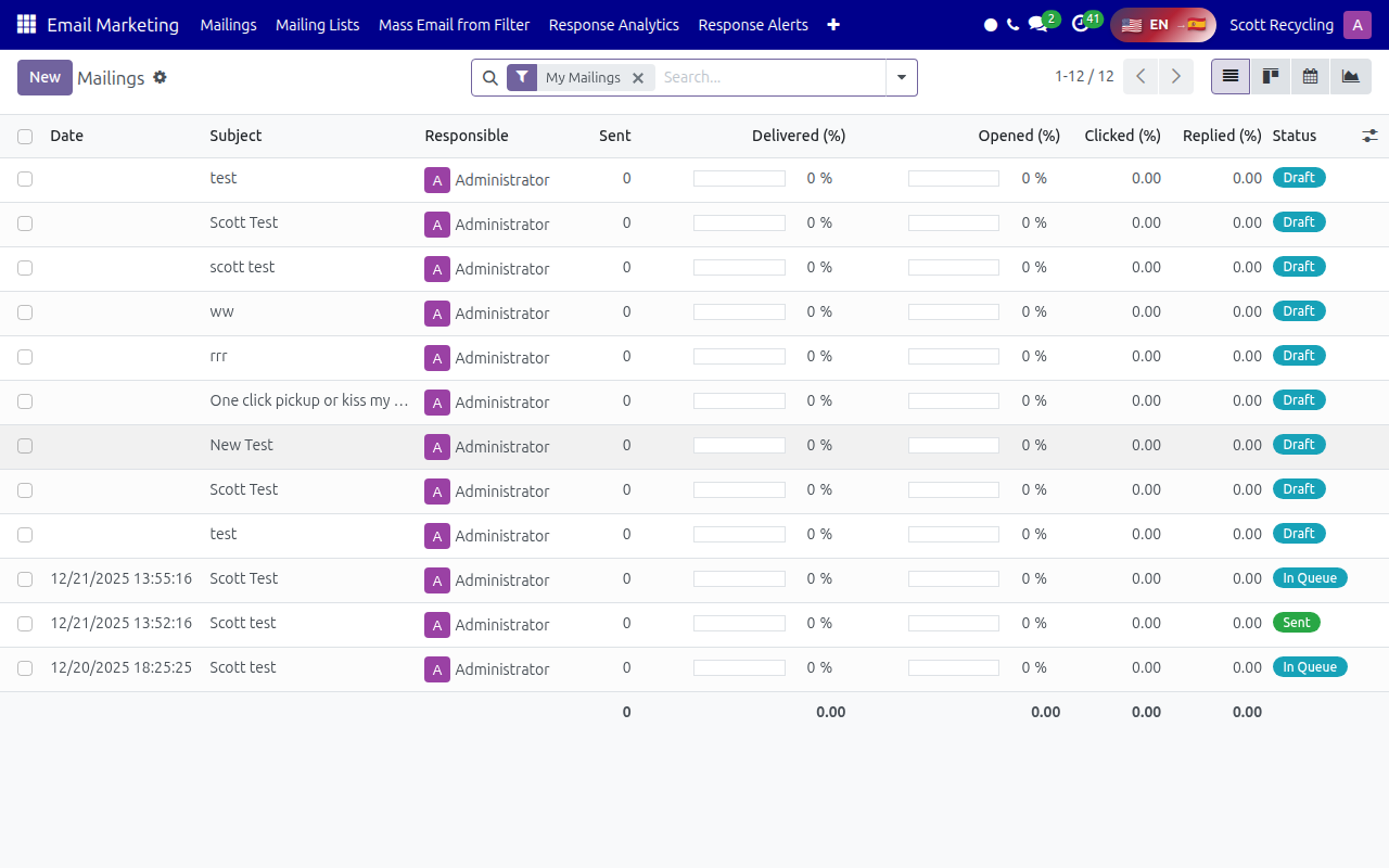 Email Marketing mailings list