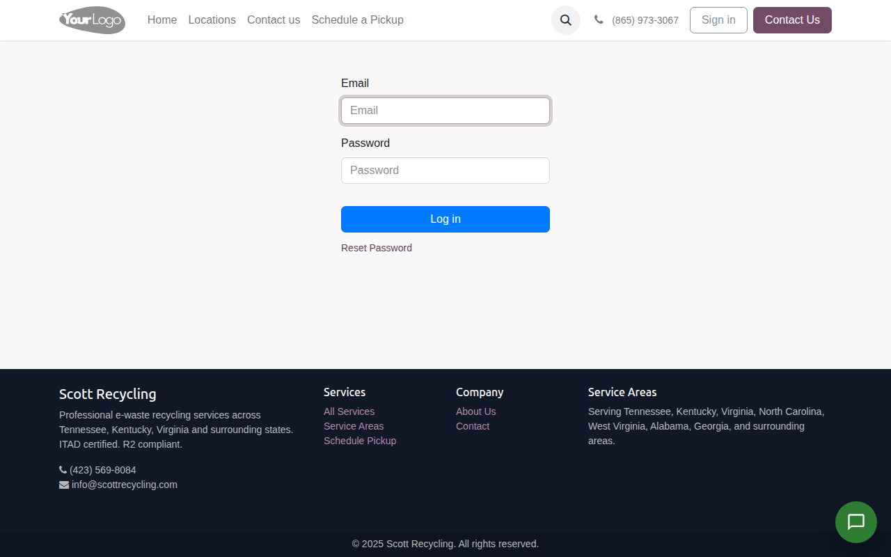 Login page