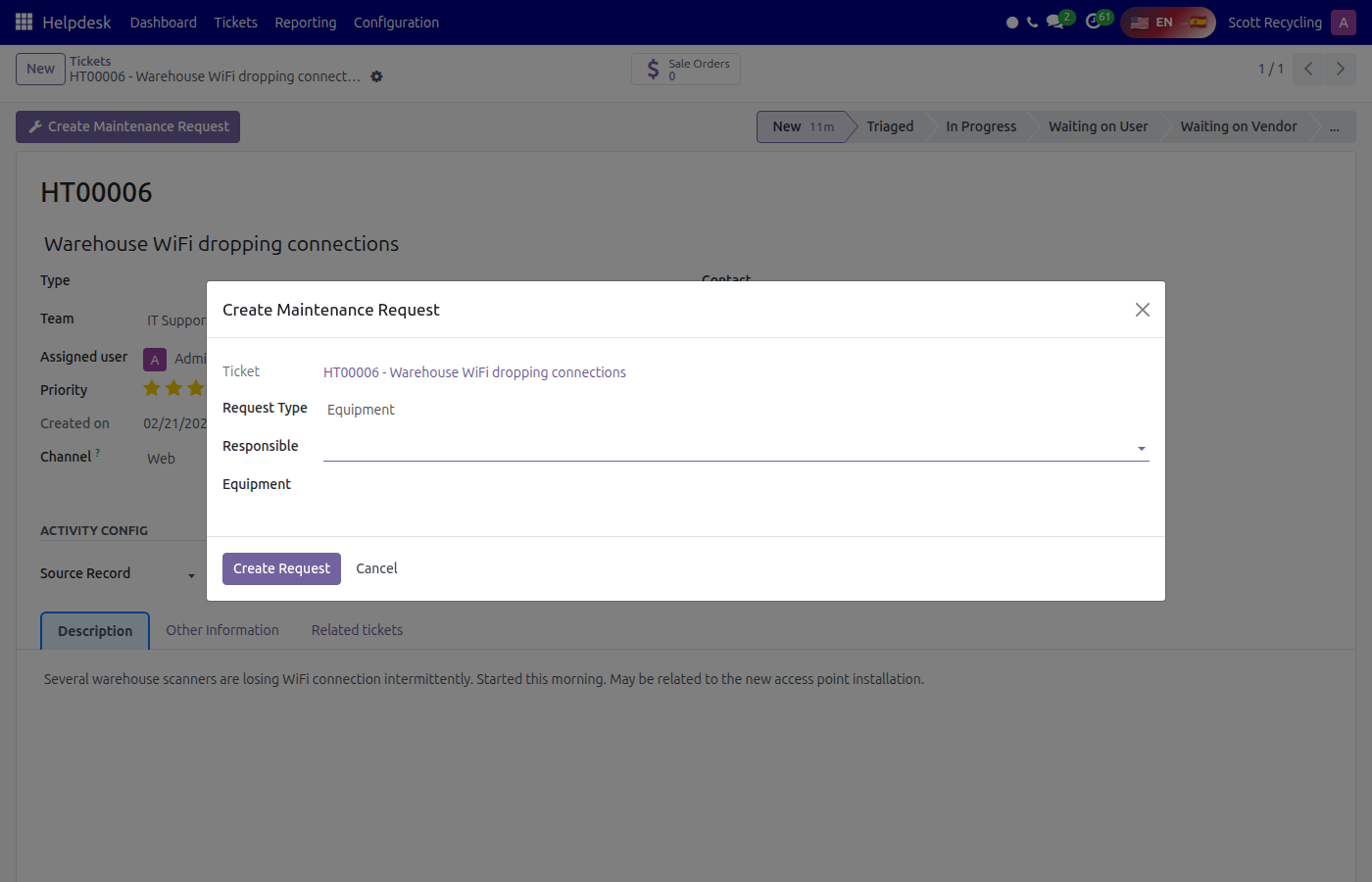 Maintenance Request Wizard