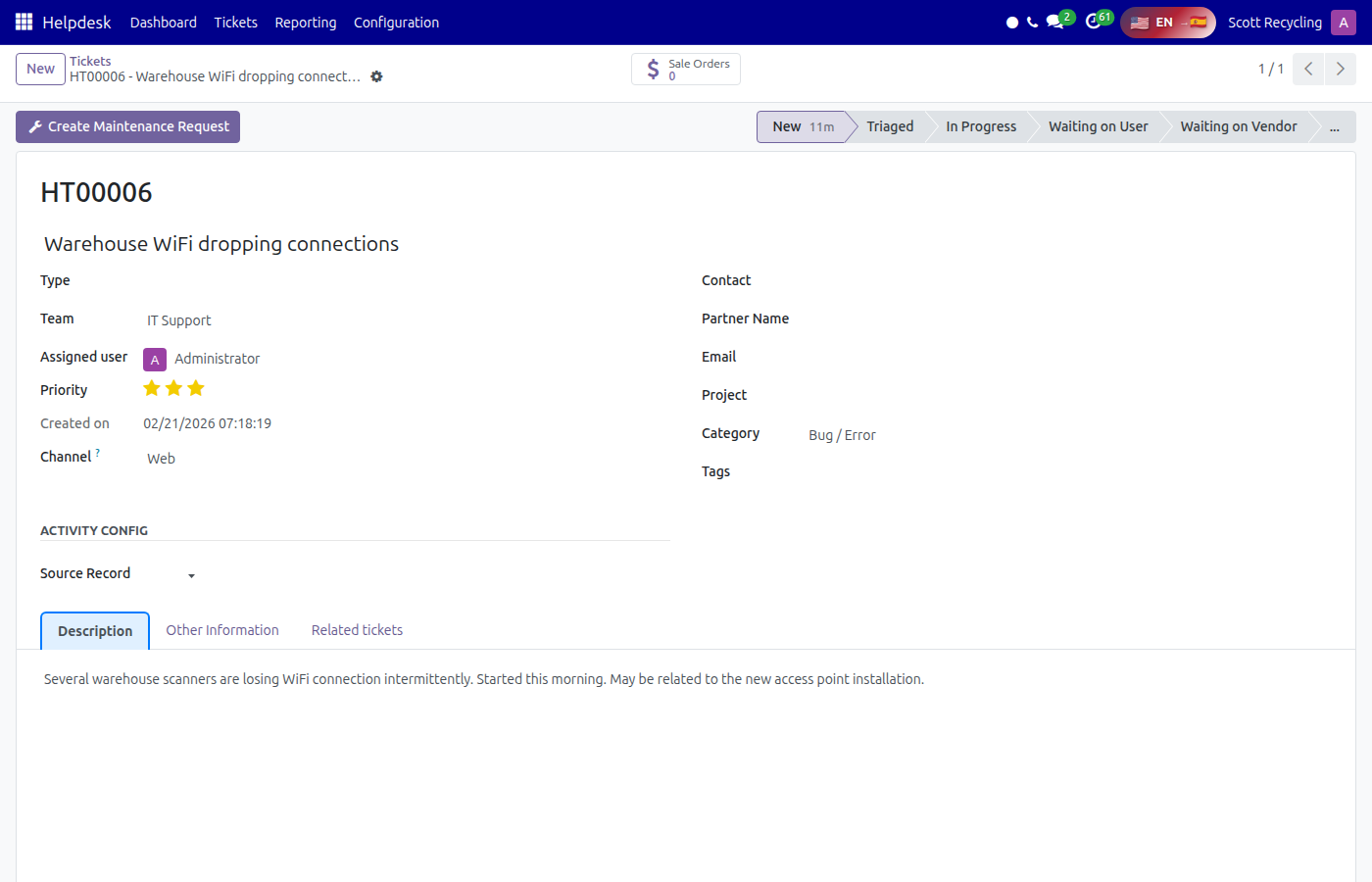Ticket Form View