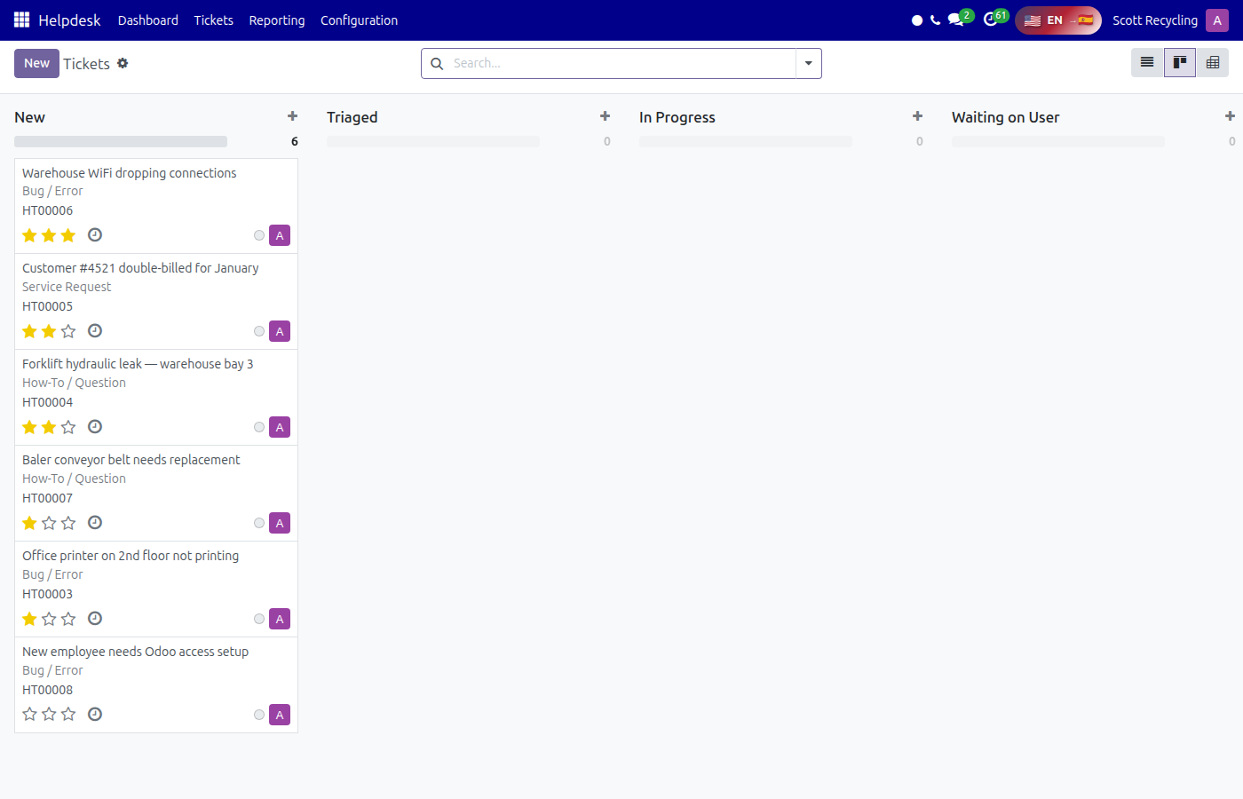 Ticket Kanban View