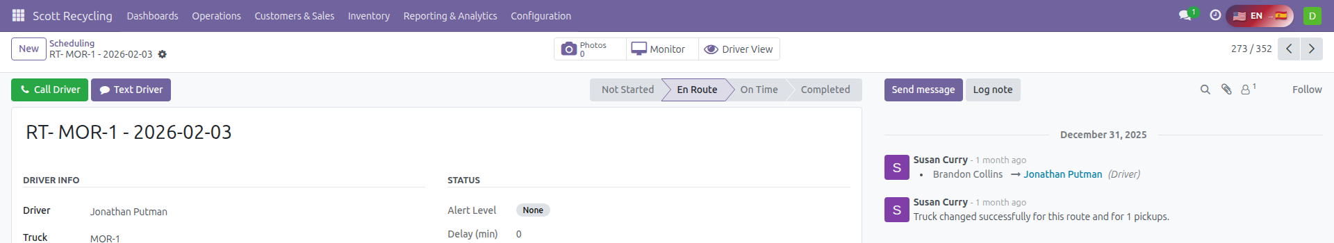 Route Action Buttons