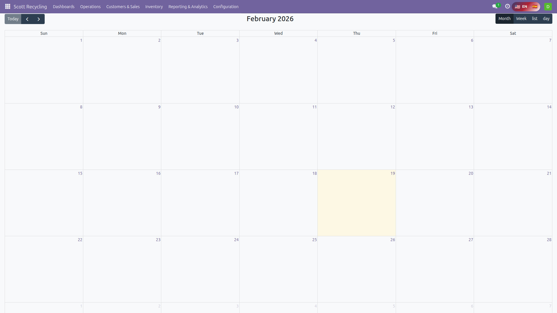 Truck Schedule Calendar