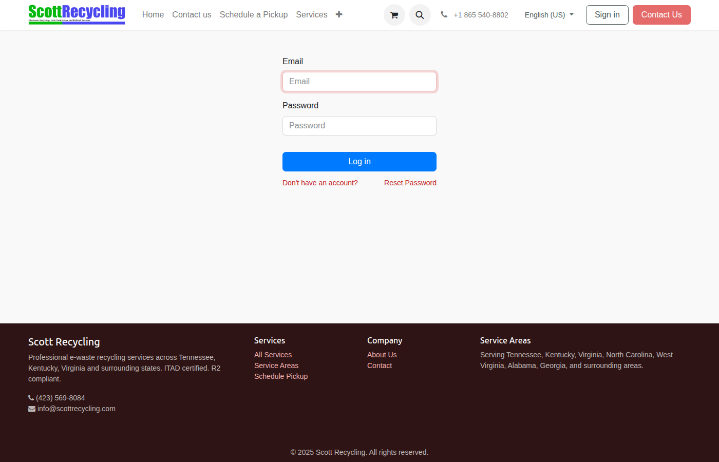 Login page